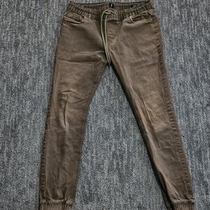 Men's Slim Brown Jogger Pants with Drawstring Waist